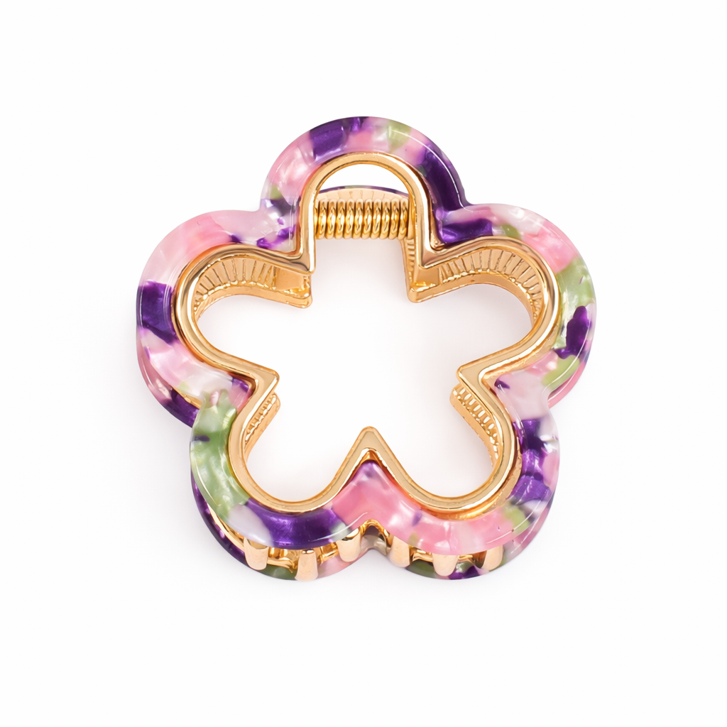 Pince à cheveux fleur - tortoise mauve & rose (Mars 2026)