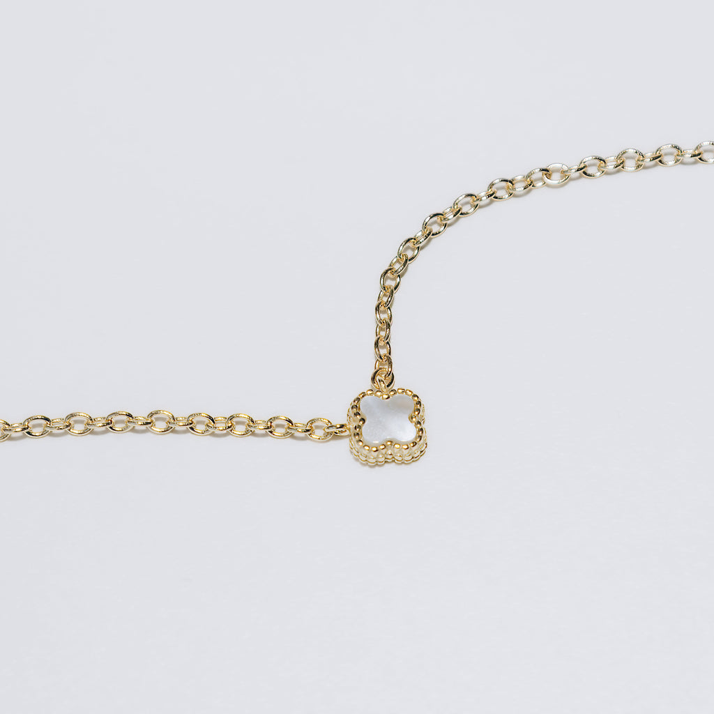 Collier trèfle blanc (Doré)
