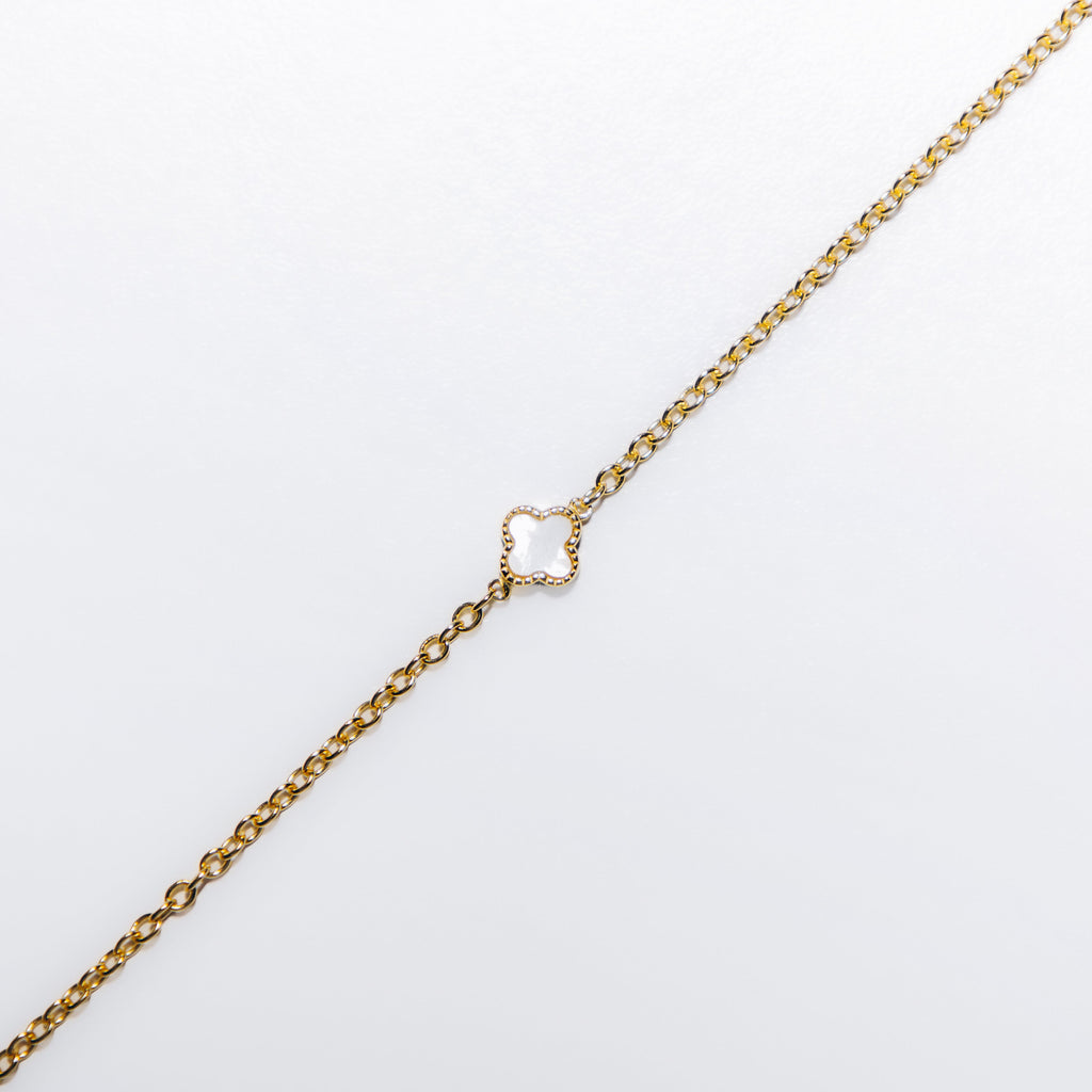 Bracelet trèfle blanc ( Doré )