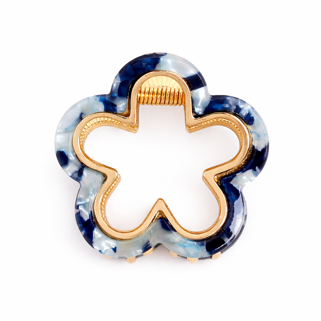 Pince à cheveux fleur - tortoise bleue (Mars 2026)