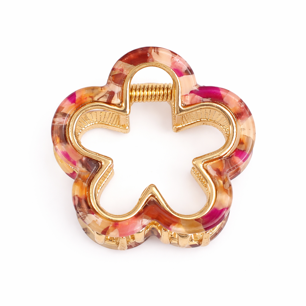 Pince à cheveux fleur - tortoise rose orangée (Mars 2026)