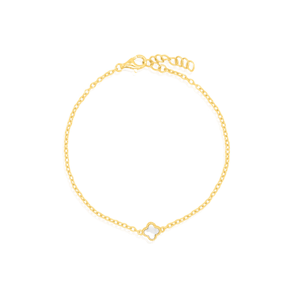 Bracelet trèfle blanc ( Doré )