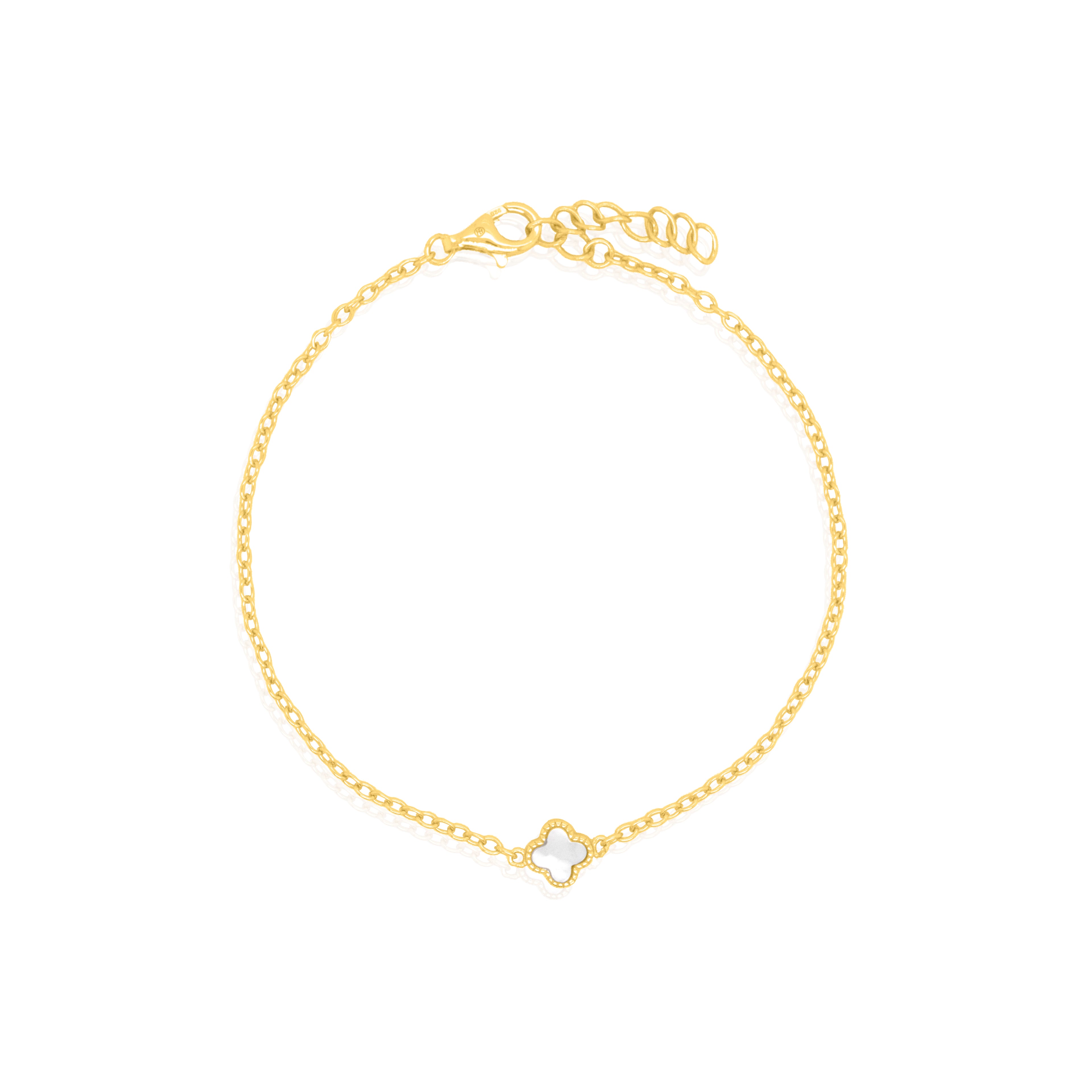 Bracelet trèfle blanc ( Doré )